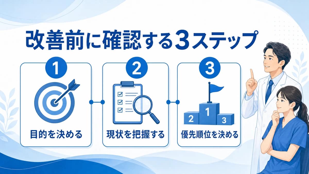 目的・現状・優先順位を確認する流れ