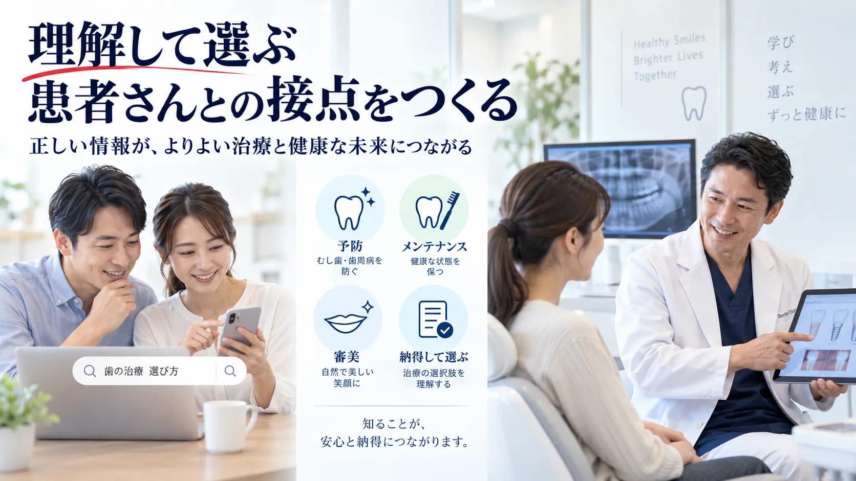 正しい情報提供によって患者が治療を理解し納得して選ぶ流れを表した画像